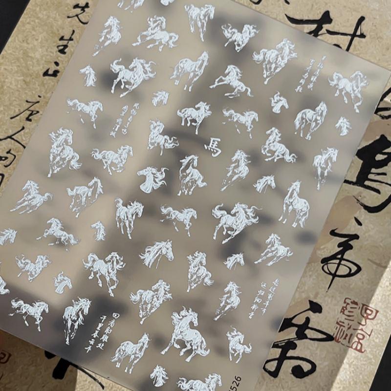 Ink Painting Style Nail Stickers, Black & White Horse Design for DIY Manicure, Artistic & Self-Adhesive Nail Art білий
Ink Painting Style Nail Stickers, Black & White Horse Design for DIY Manicure, Artistic & Self-Adhesive Nail Art білий