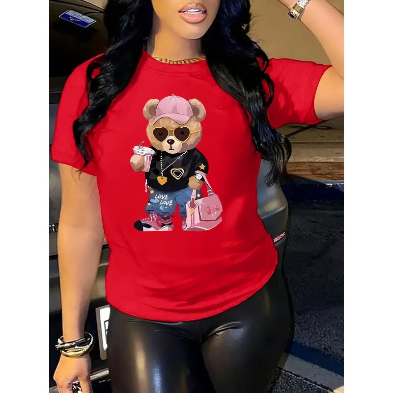 Summer Round Neck 3D Playful Cartoon Bear Print Top Fashionable Casual Short Sleeved Women s T-shirts S розовый
Summer Round Neck 3D Playful Cartoon Bear Print Top Fashionable Casual Short Sleeved Women s T-shirts S розовый