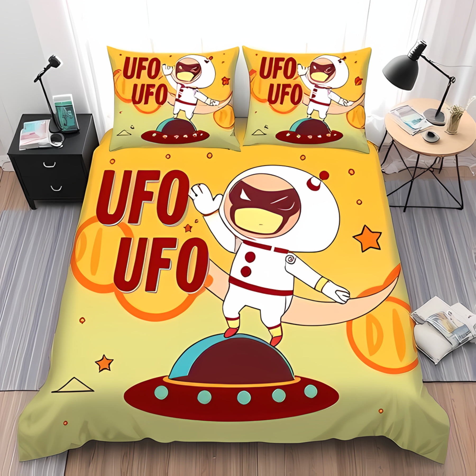 Comforter With Whimsical Ufo Friendly Creature Design Colorful Fun Bedding For Imaginative Bedrooms Suitable Children Kids Comforter (quilt)-EU Single(135*200cm)3pcs
Comforter With Whimsical Ufo Friendly Creature Design Colorful Fun Bedding For Imaginative Bedrooms Suitable Children Kids Comforter (quilt)-EU Single(135*200cm)3pcs