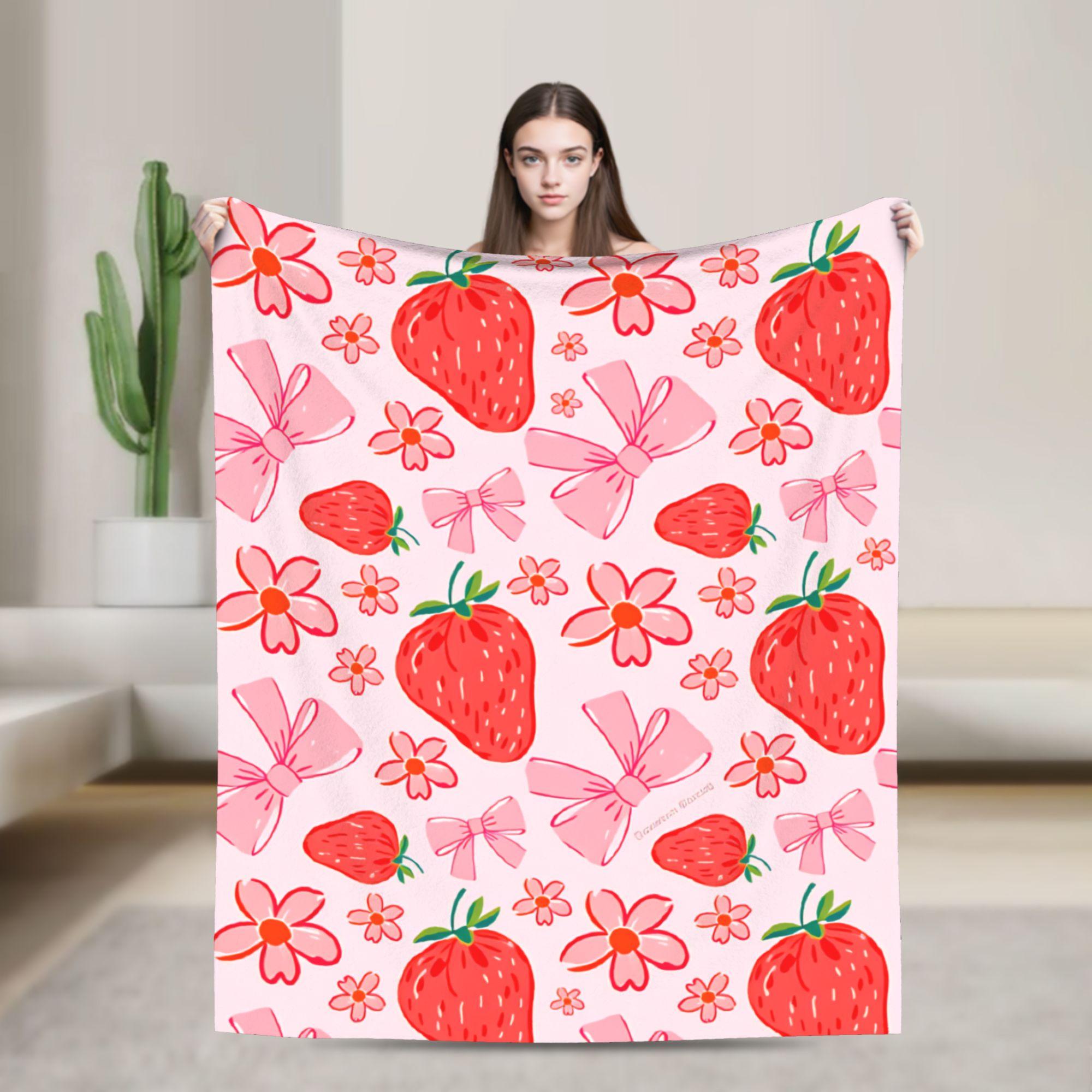 Pink Strawberry Print Warm Soft Blanket Travel Office Plush Throw Blanket Funny Bedroom Flannel Bedspread Sofa Bed Cover 75x90cm
Pink Strawberry Print Warm Soft Blanket Travel Office Plush Throw Blanket Funny Bedroom Flannel Bedspread Sofa Bed Cover 75x90cm