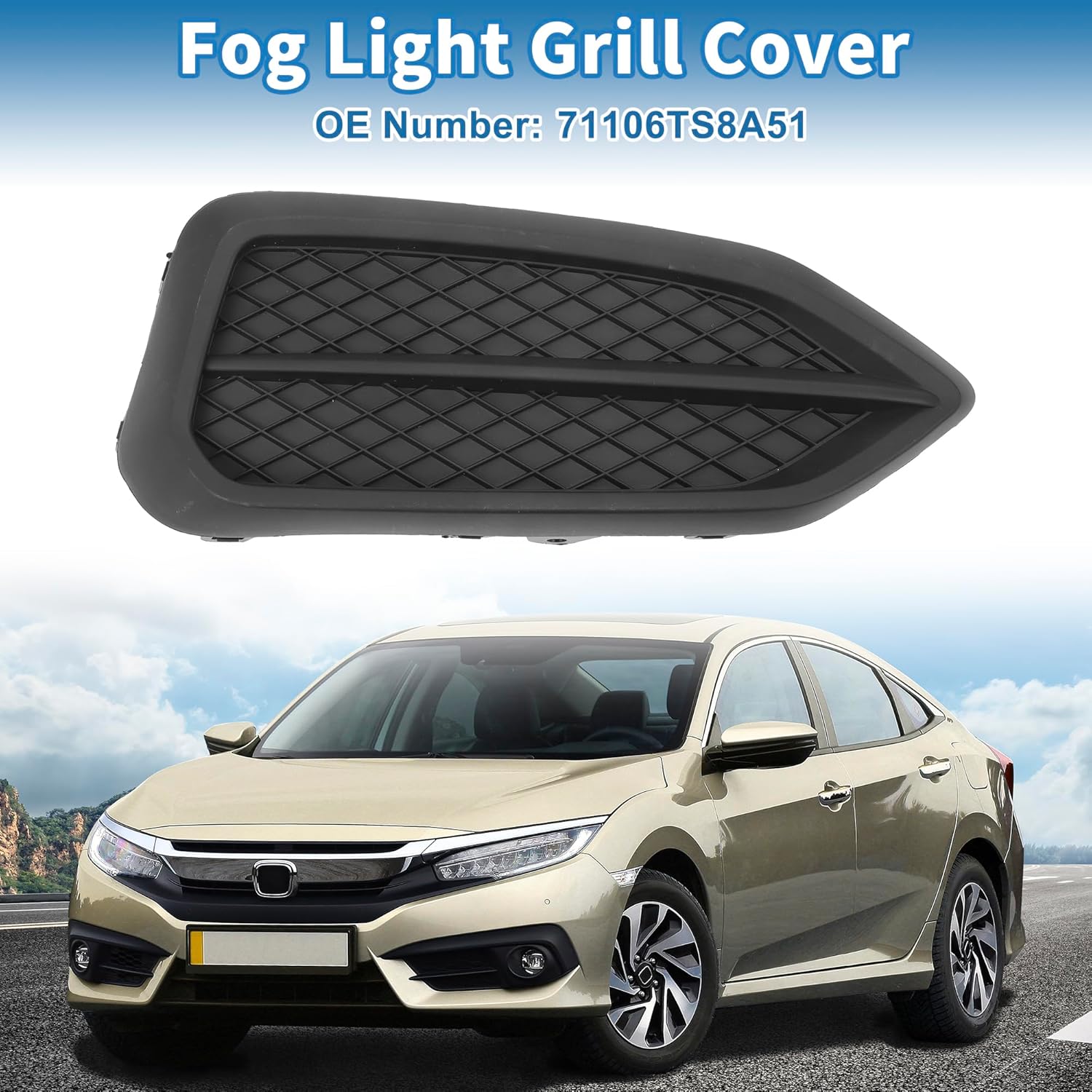 Fog Light Grill Front Lower Bumper Fog Light Cover Inserts No.71106TS8A51 for Honda Civic 2014-2015 Black ABS 1 Pc Front Right
Fog Light Grill Front Lower Bumper Fog Light Cover Inserts No.71106TS8A51 for Honda Civic 2014-2015 Black ABS 1 Pc Front Right