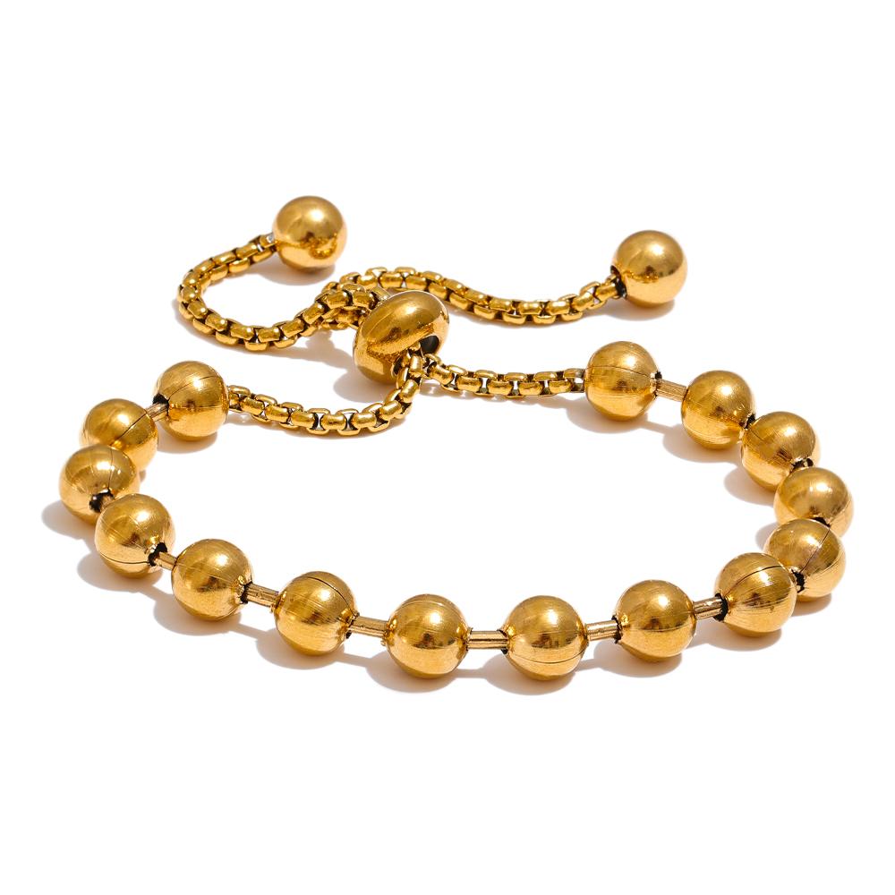Yhpup 18K Gold Color PVD Plated Metal Beads Chain Adjustable Bracelet Bangle Statement Waterproof Summer Daily Jewelry
Yhpup 18K Gold Color PVD Plated Metal Beads Chain Adjustable Bracelet Bangle Statement Waterproof Summer Daily Jewelry