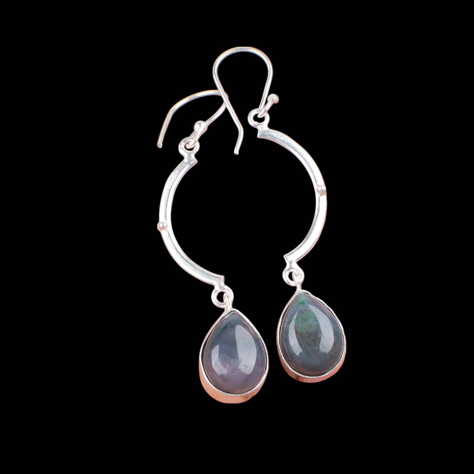 Natural Moss Agate Gemstone 925 Sterling Silver Jewelry Handmade Earrings 2.60 EE-43-28
Natural Moss Agate Gemstone 925 Sterling Silver Jewelry Handmade Earrings 2.60 EE-43-28