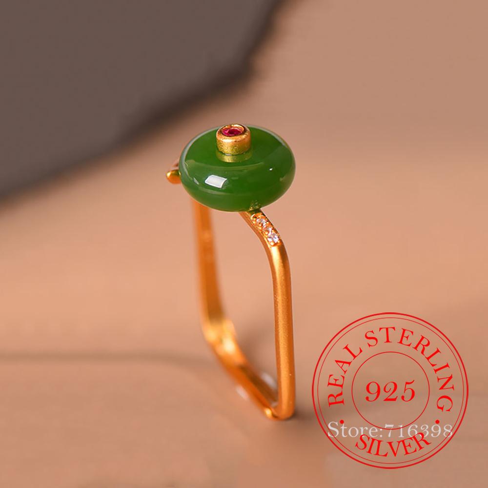 925 Sterling Silver Jewelry 18K Gold Plated Natural Hetian Jade Finger Rings for Women Wedding Party Jewelry Girls Friend Gift resizable
925 Sterling Silver Jewelry 18K Gold Plated Natural Hetian Jade Finger Rings for Women Wedding Party Jewelry Girls Friend Gift resizable