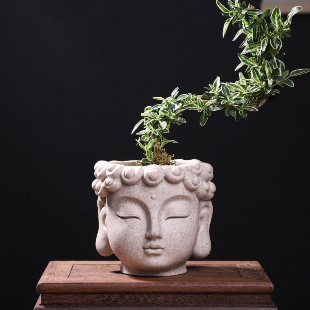 Handmade Buddha Head Vase Drainage Hole Design Sculpture Plant Containers Desktop Style 1
Handmade Buddha Head Vase Drainage Hole Design Sculpture Plant Containers Desktop Style 1