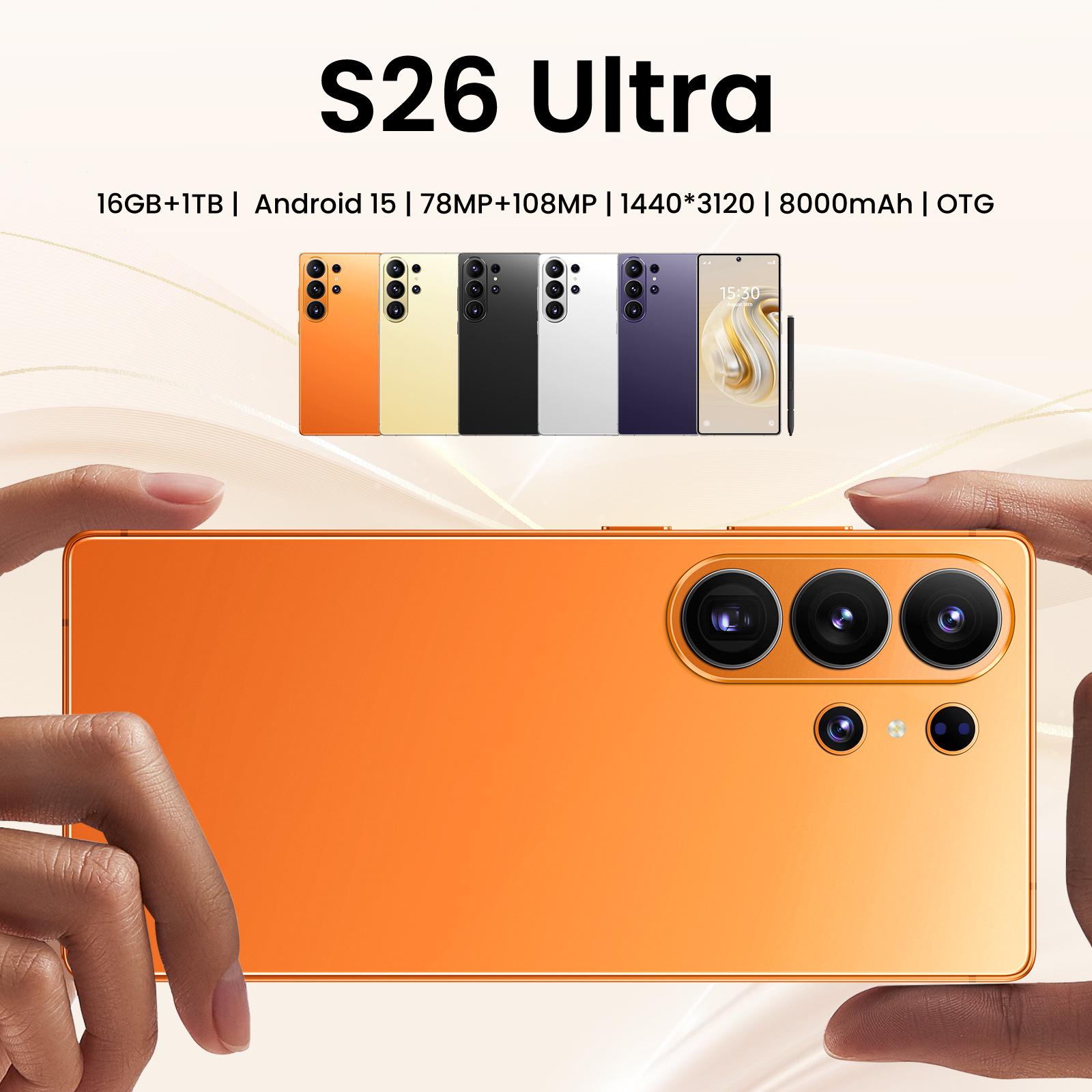 Смартфон S26 Ultra 7,3 Android 10 з 16 ГБ + 1 ТБ, 4G, Вбудований стилус, Швидка зарядка 20GB+1TB UK помаранчевий
Смартфон S26 Ultra 7,3 Android 10 з 16 ГБ + 1 ТБ, 4G, Вбудований стилус, Швидка зарядка 20GB+1TB UK помаранчевий