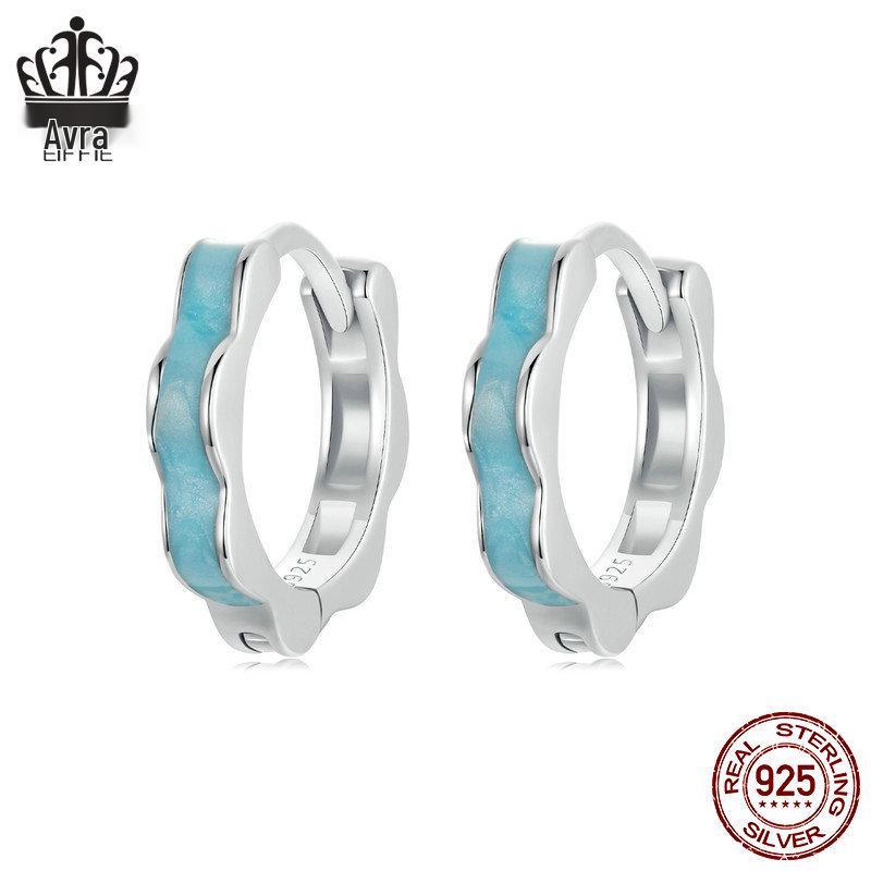 Aval New Blue Wavy Lace Earrings - S925 Sterling Silver with Platinum Plating for Women
Aval New Blue Wavy Lace Earrings - S925 Sterling Silver with Platinum Plating for Women