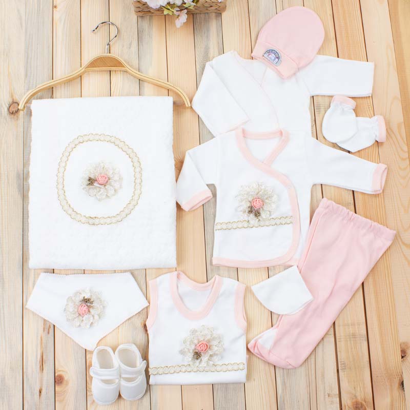 Порошок 10 шт Цветочная вышивка Baby Girl Hospital Outlet Set