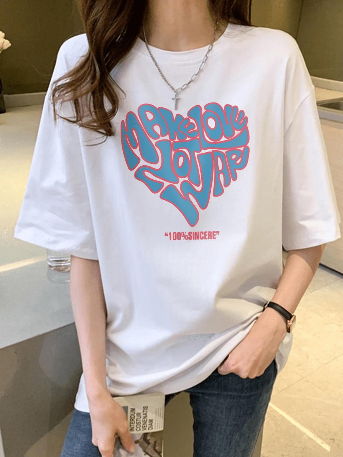Er Short Sleeve Ladies White Top Love Print Print Cute Casual TShirt Harajuku Short Sleeve Casual Aesthetic Clothes 4XL
Er Short Sleeve Ladies White Top Love Print Print Cute Casual TShirt Harajuku Short Sleeve Casual Aesthetic Clothes 4XL