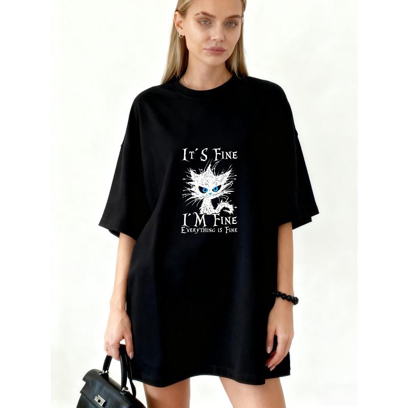 Oversized T-Shirt Black Cat With Text Its Fine Im Fine Everything Is Fine Graphic Print Casual Wear For Women XXXXL чорний
Oversized T-Shirt Black Cat With Text Its Fine Im Fine Everything Is Fine Graphic Print Casual Wear For Women XXXXL чорний