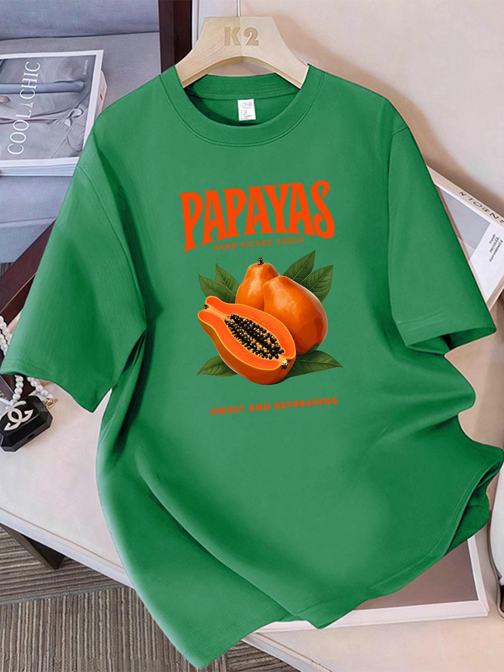 Summer TShirts Cotton Womens Papayas Hand Picked Fresh Printed Short Sleeve Soft Loose ONeck Tops Holiday Casual Woman Clothes 4XL
Summer TShirts Cotton Womens Papayas Hand Picked Fresh Printed Short Sleeve Soft Loose ONeck Tops Holiday Casual Woman Clothes 4XL
