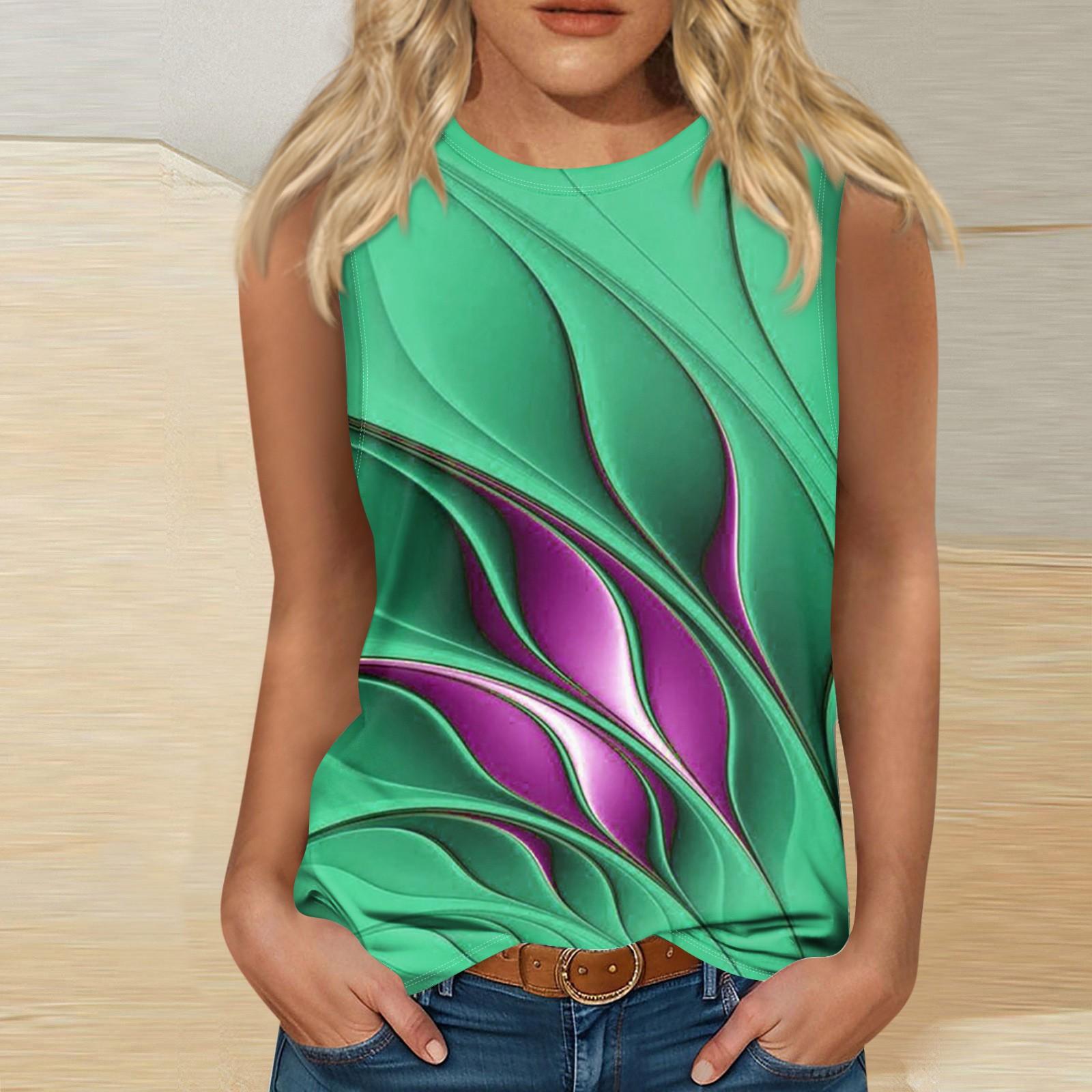 Женская мода, летняя майка с круглым вырезом, легкая майка без рукавов с принтом
Женская мода, летняя майка с круглым вырезом, легкая майка без рукавов с принтом