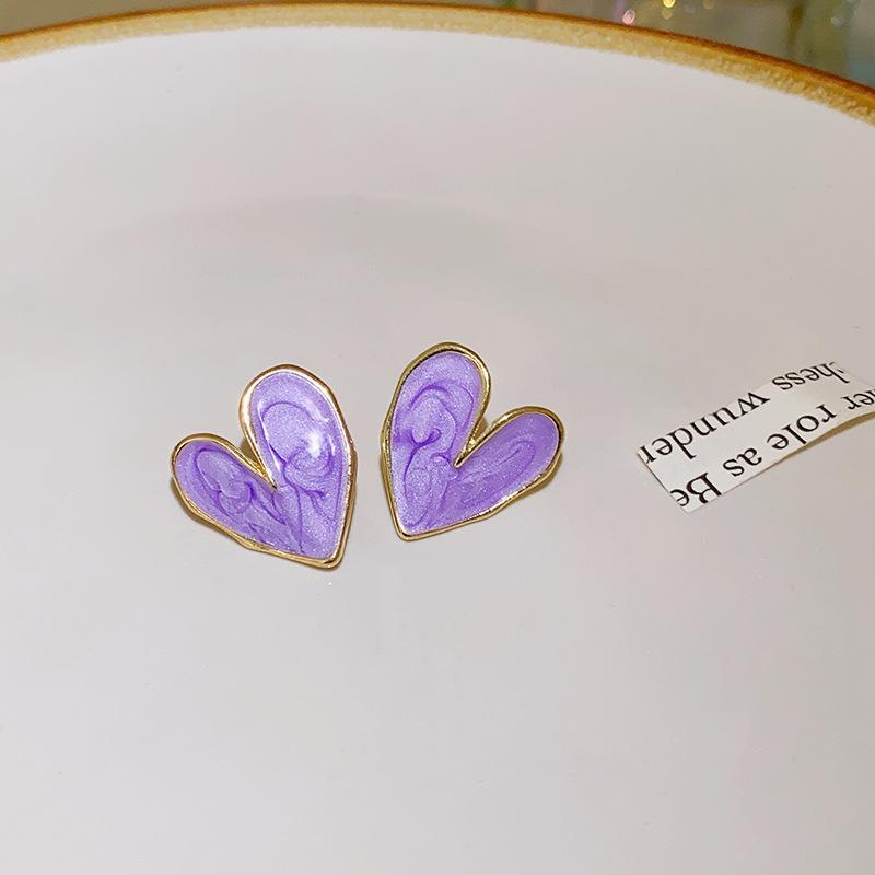 Temperament Heart Earrings for Women White Blue Purple Enamel Oil Love Stud Earrings Statement Party Zircon pendientes mujer
Temperament Heart Earrings for Women White Blue Purple Enamel Oil Love Stud Earrings Statement Party Zircon pendientes mujer