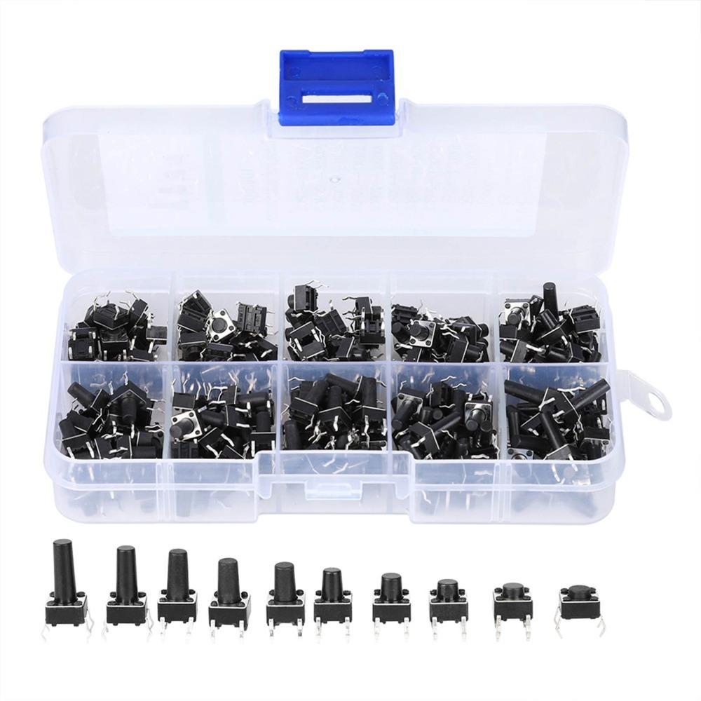 200PCS 4 Pins actile Push Button Switch 6x6mm 10 Values Micro Momentary Tact Switch Momentary Small Button Switch Assortment Kit 1
200PCS 4 Pins actile Push Button Switch 6x6mm 10 Values Micro Momentary Tact Switch Momentary Small Button Switch Assortment Kit 1