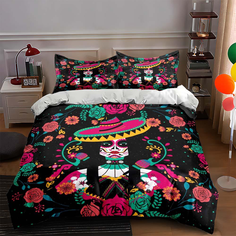 Colorful floral skulls. Bedding Duvet cover sets Duvet covers Pillowcases gifts (1 * Duvet Cover 2 * Pillowcases, without duvet insert) 135x200cm
Colorful floral skulls. Bedding Duvet cover sets Duvet covers Pillowcases gifts (1 * Duvet Cover 2 * Pillowcases, without duvet insert) 135x200cm
