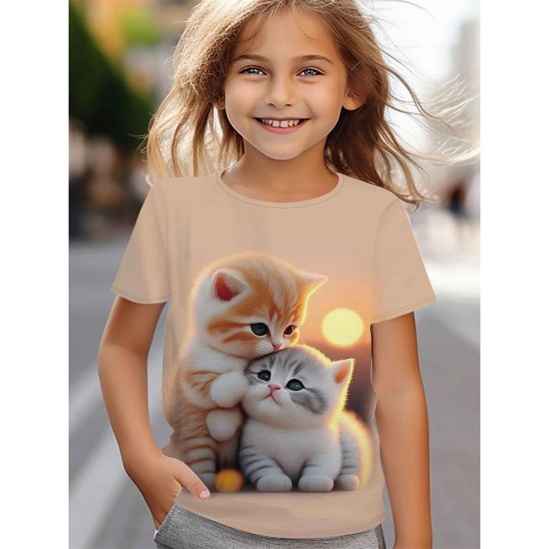 3D футболка с рисунком кошки, короткий рукав, круглый вырез, повседневная модная милая футболка, удобные летние топы, одежда для девочек 100
3D футболка с рисунком кошки, короткий рукав, круглый вырез, повседневная модная милая футболка, удобные летние топы, одежда для девочек 100