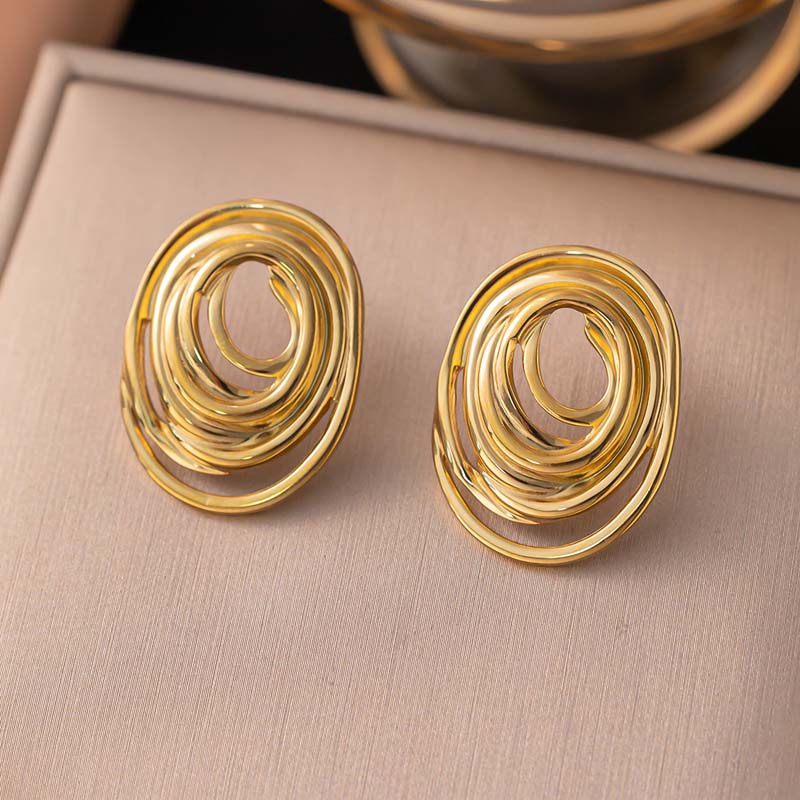 Stainless Steel Metal Oval Line Stud Earrings For Women Exaggerated Gold Color Geometric Earrings Zircon Accessories золотий
Stainless Steel Metal Oval Line Stud Earrings For Women Exaggerated Gold Color Geometric Earrings Zircon Accessories золотий