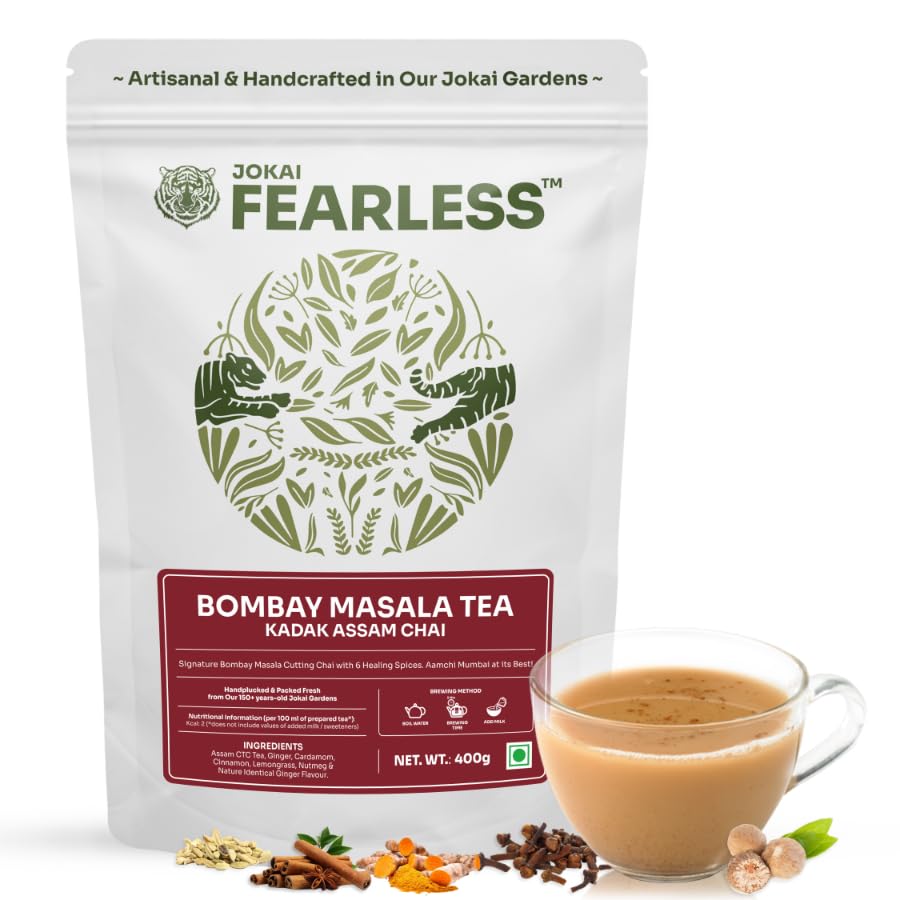 Fearless Tea Bombay Masala CTC Chai, 400g | Kadak Masala Chai Patti with 6 Immunity Boosting Spices Like Ginger, Cardamom, Lemongrass | Natural Tea
Fearless Tea Bombay Masala CTC Chai, 400g | Kadak Masala Chai Patti with 6 Immunity Boosting Spices Like Ginger, Cardamom, Lemongrass | Natural Tea