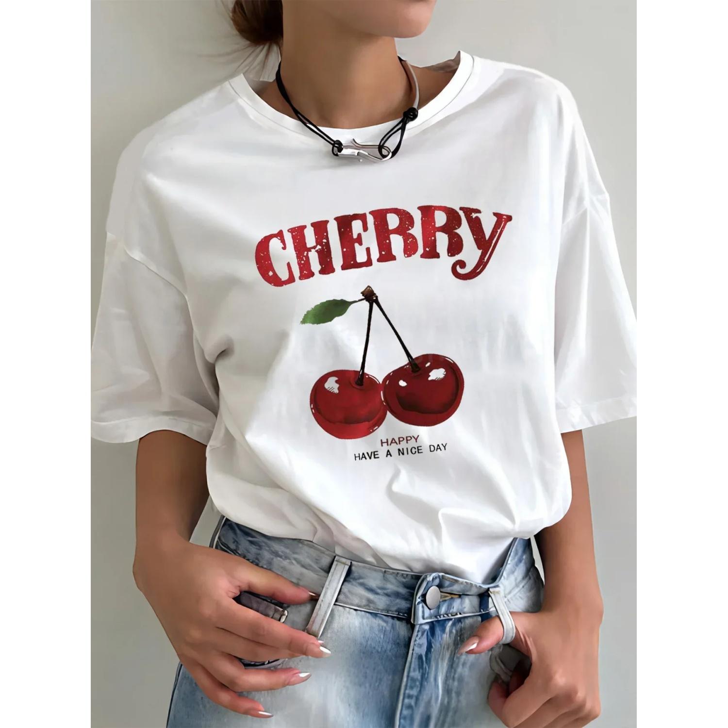 Summer Women s Cherry Print Casual Fashion White Versatile Loose Round Neck T-Shirt XXXXXL білий
Summer Women s Cherry Print Casual Fashion White Versatile Loose Round Neck T-Shirt XXXXXL білий