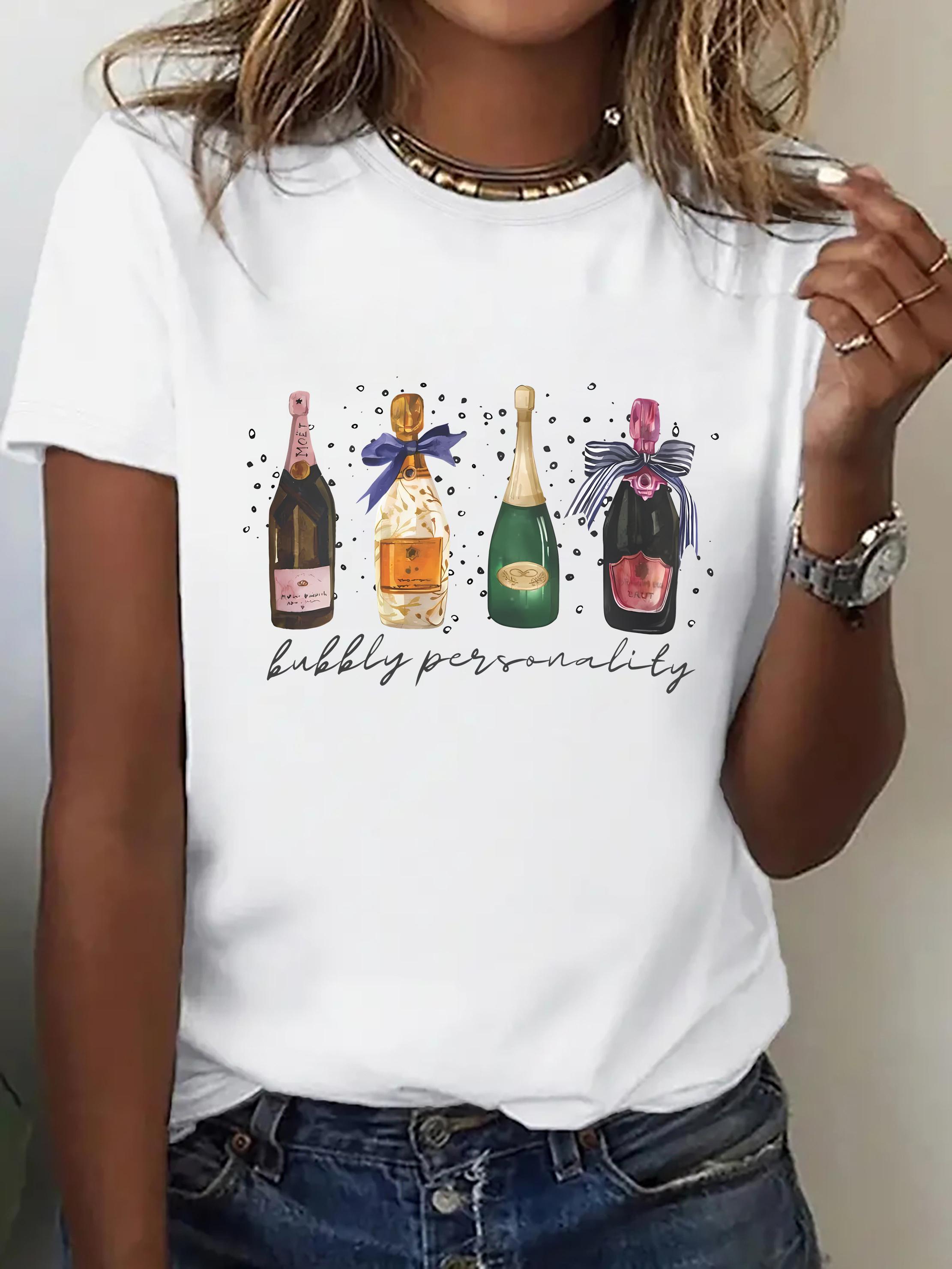 Womens Cute Champagne Bubbly Personality Print with Pink Golden Champagne Bottles Design for Spring Summer Fall S
Womens Cute Champagne Bubbly Personality Print with Pink Golden Champagne Bottles Design for Spring Summer Fall S