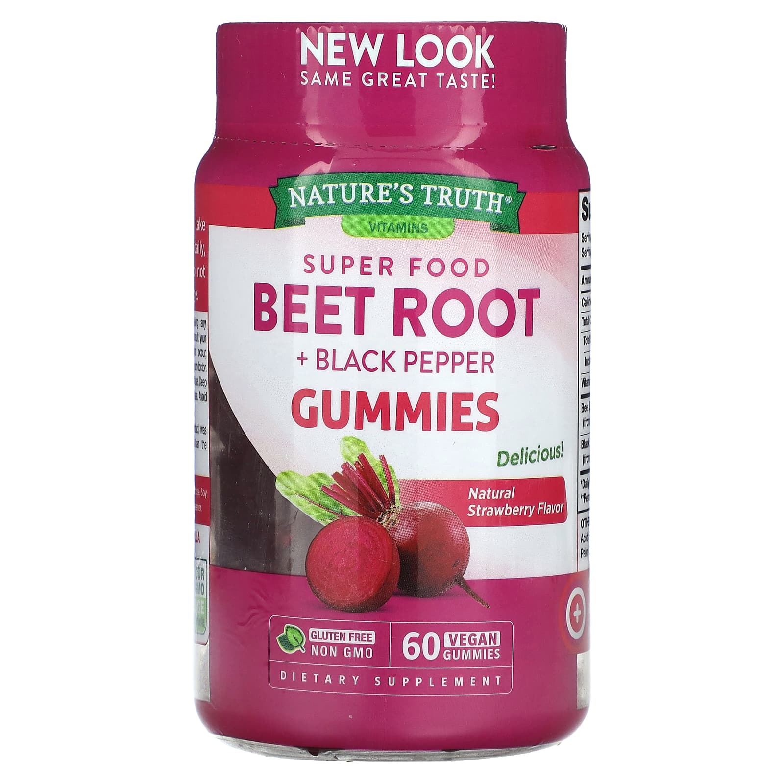 Nature S Truth, Superfood Beet Root + Black Pepper, Natural Strawberry Flavor, Vegan Gummies, 60 Pieces
Nature S Truth, Superfood Beet Root + Black Pepper, Natural Strawberry Flavor, Vegan Gummies, 60 Pieces
