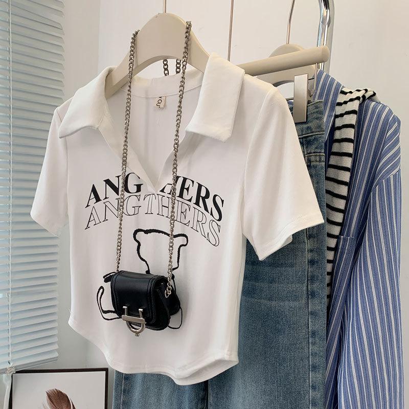 Women s Summer White Printed Short-Sleeve Polo Collar T-Shirt 2XL (Recommended 120-130 jin)
Women s Summer White Printed Short-Sleeve Polo Collar T-Shirt 2XL (Recommended 120-130 jin)
