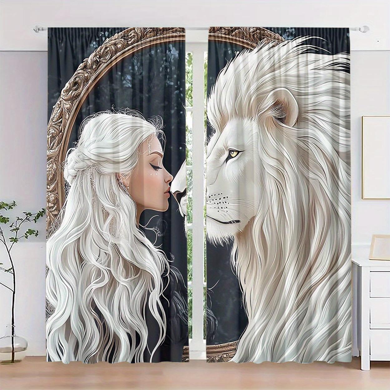 Set Of 2 White Haired Girl Lion Curtains Bedroom Living Room Office Curtain Sheer With Rod Pocket Polyester Ideal For Sitting W100*H70(CM)-Grommet top&2PCS
Set Of 2 White Haired Girl Lion Curtains Bedroom Living Room Office Curtain Sheer With Rod Pocket Polyester Ideal For Sitting W100*H70(CM)-Grommet top&2PCS