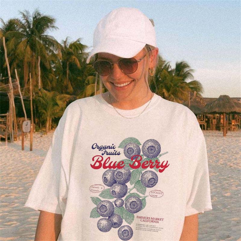 Blueberry Fruit Pattern Printed Womens TShirt Casual Round Neck Short Sleeved Street Womens White Top Travel Beach TShirt S
Blueberry Fruit Pattern Printed Womens TShirt Casual Round Neck Short Sleeved Street Womens White Top Travel Beach TShirt S