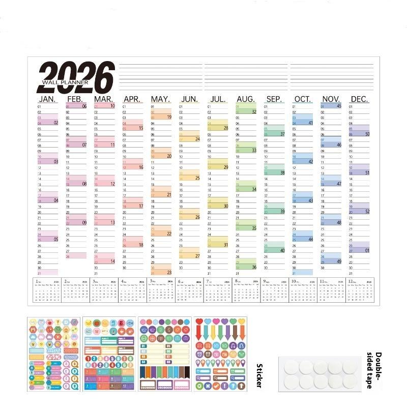 Настенный календарь 2026 года, одинарный лист расписания, годовой настенный календарь для подвешивания, пустая сетка, памятка, ежедневник, простое украшение комнаты
Настенный календарь 2026 года, одинарный лист расписания, годовой настенный календарь для подвешивания, пустая сетка, памятка, ежедневник, простое украшение комнаты