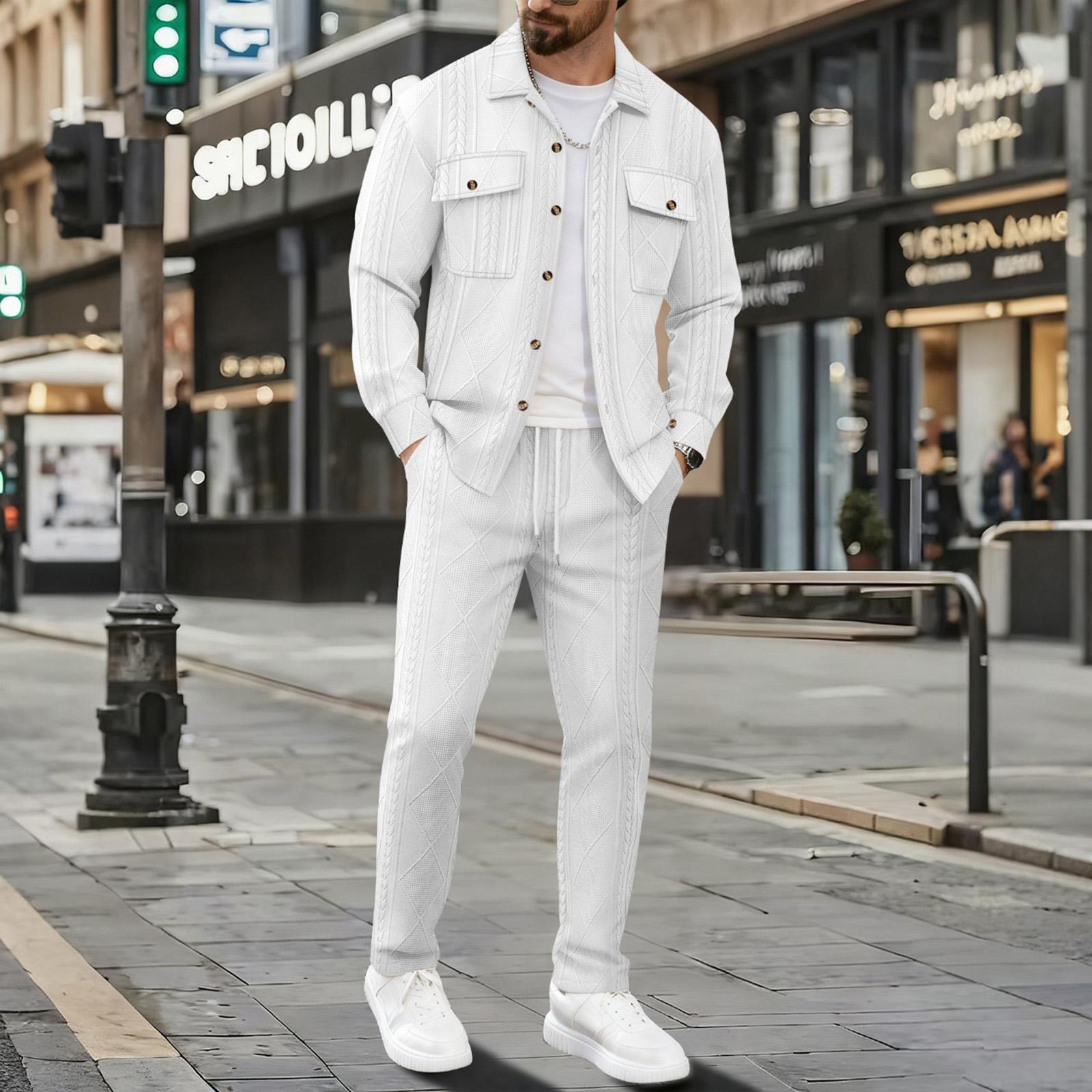 Мужской пиджак с лацканами и двойными карманами, повседневный спортивный комплект из пиджака и брюк с длинными рукавами XL белый
Мужской пиджак с лацканами и двойными карманами, повседневный спортивный комплект из пиджака и брюк с длинными рукавами XL белый