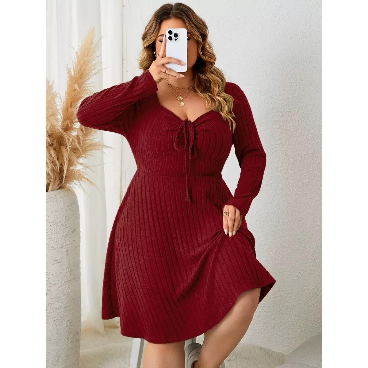 Women Plus Size Dress Fashion Solid Know Lace Up Knitted Sweater Dress Women Casual Solid Party Dress Green Black Gray 4XL
Women Plus Size Dress Fashion Solid Know Lace Up Knitted Sweater Dress Women Casual Solid Party Dress Green Black Gray 4XL