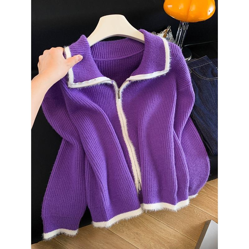 Purple raccoon velvet zipper lapel sweater cardigan women s autumn and winter thickened senior sense lazy wind XL
Purple raccoon velvet zipper lapel sweater cardigan women s autumn and winter thickened senior sense lazy wind XL