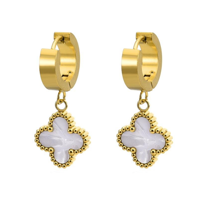 Серьги из 18-каратного золота с короткими застежками из титановой стали и клевером, высококачественные серьги-клипсы
Серьги из 18-каратного золота с короткими застежками из титановой стали и клевером, высококачественные серьги-клипсы