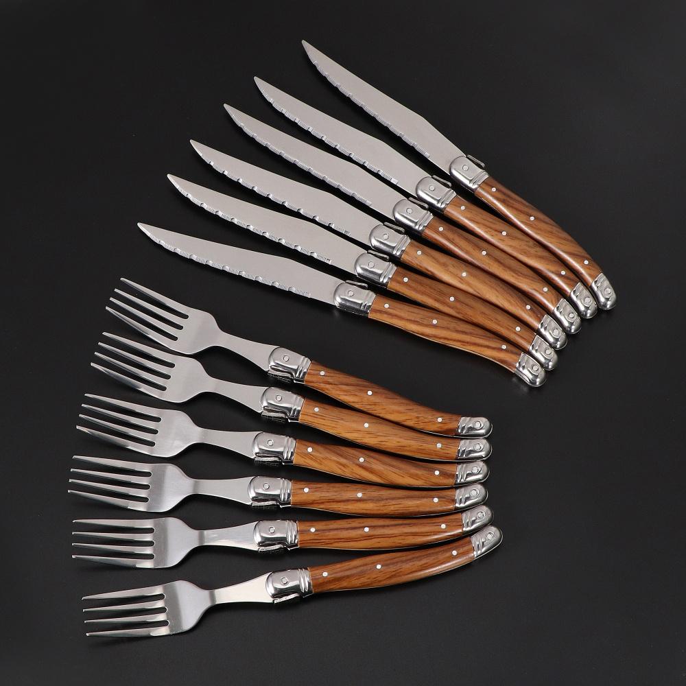 Jaswehome 6Piece Wood Grain Handle Steak Knife Fork Collection Western Food Knife and Fork Set Stainless Steel Cutlery Utensils
Jaswehome 6Piece Wood Grain Handle Steak Knife Fork Collection Western Food Knife and Fork Set Stainless Steel Cutlery Utensils