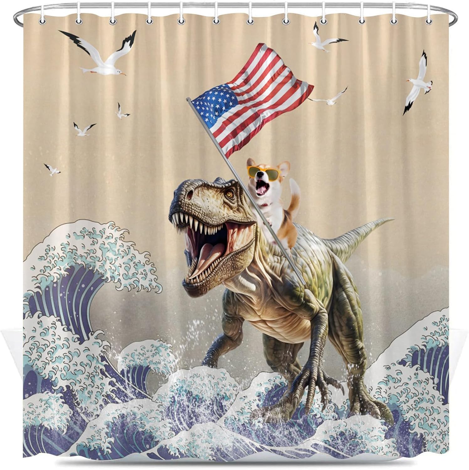 Funny Shower Curtain Frogs Holding Lantern Sitting On Koi Fish Big Waves Japanese Traditional Painting Vintage Fun Animal Fabr W60H190(CM)-1 Pcs
Funny Shower Curtain Frogs Holding Lantern Sitting On Koi Fish Big Waves Japanese Traditional Painting Vintage Fun Animal Fabr W60H190(CM)-1 Pcs