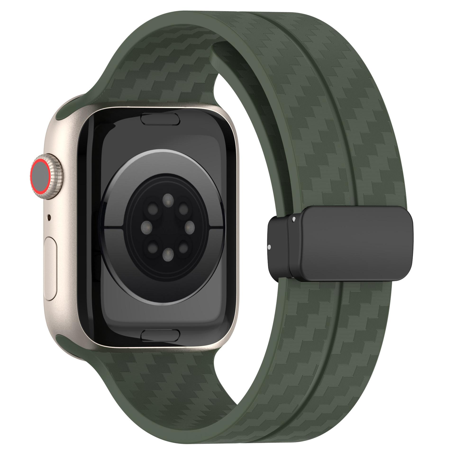 KALEBOL Magnetic Silicone Strap for Apple Watch Series 10 9 8 7 SE 6 5 4 3 2 1 42mm 41mm 40mm 38mm Carbon Fiber Texture Watch Band Green
KALEBOL Magnetic Silicone Strap for Apple Watch Series 10 9 8 7 SE 6 5 4 3 2 1 42mm 41mm 40mm 38mm Carbon Fiber Texture Watch Band Green