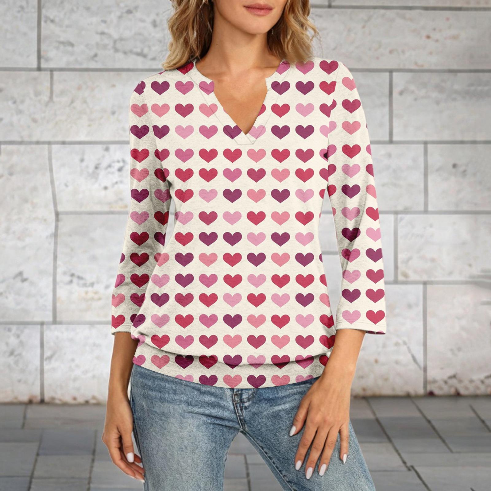 Женский топ с рукавом 3/4 и присборенным подолом, V-образным вырезом, летняя повседневная футболка, топ с принтом ко Дню святого Валентина S
Женский топ с рукавом 3/4 и присборенным подолом, V-образным вырезом, летняя повседневная футболка, топ с принтом ко Дню святого Валентина S