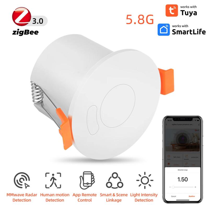 Tuya ZigBee/WIFI MTG236-WF-RL 24G Датчик присутствия человека Датчик освещенности Датчик яркости MmWave Sensing Человеческий микродатчик