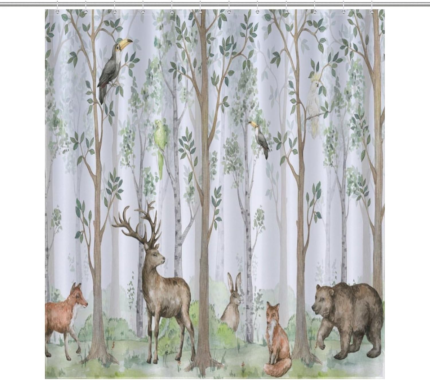 Cartoon Cute Forest Shower Curtains, Fairy Tale Mushroom Cat Flower Floral Leaf Green Pattern Decor Print Bath Drapes Set W60H190(CM)-1 Pcs
Cartoon Cute Forest Shower Curtains, Fairy Tale Mushroom Cat Flower Floral Leaf Green Pattern Decor Print Bath Drapes Set W60H190(CM)-1 Pcs