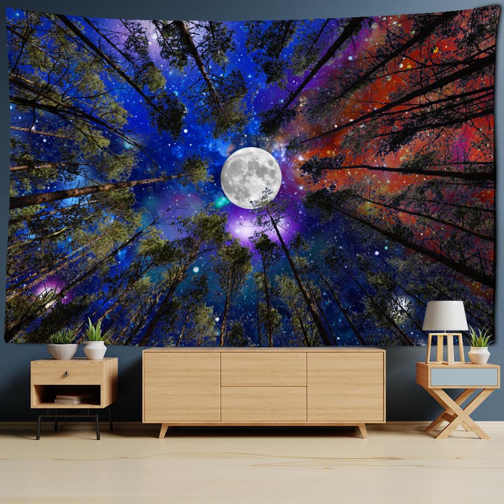 Гобелен с изображением лунного леса, психоделическое ночное небо, деревья и звезды, ткань из полиэстера, фоновая ткань для домашнего декора 400x220cm
Гобелен с изображением лунного леса, психоделическое ночное небо, деревья и звезды, ткань из полиэстера, фоновая ткань для домашнего декора 400x220cm