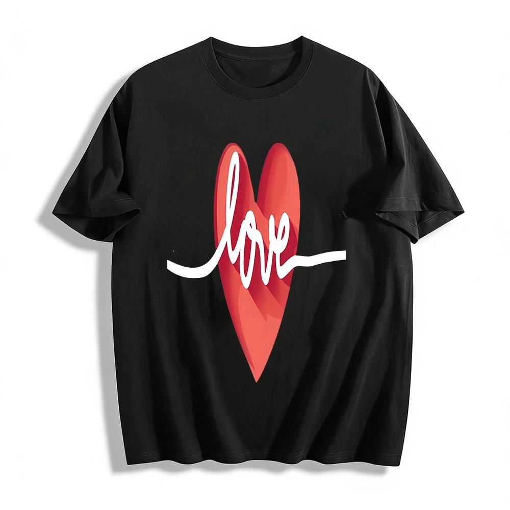 Love Lettering Red Heart Graphic Print Casual Crew Neck T-Shirt Pure cotton T-shirt XXS
Love Lettering Red Heart Graphic Print Casual Crew Neck T-Shirt Pure cotton T-shirt XXS