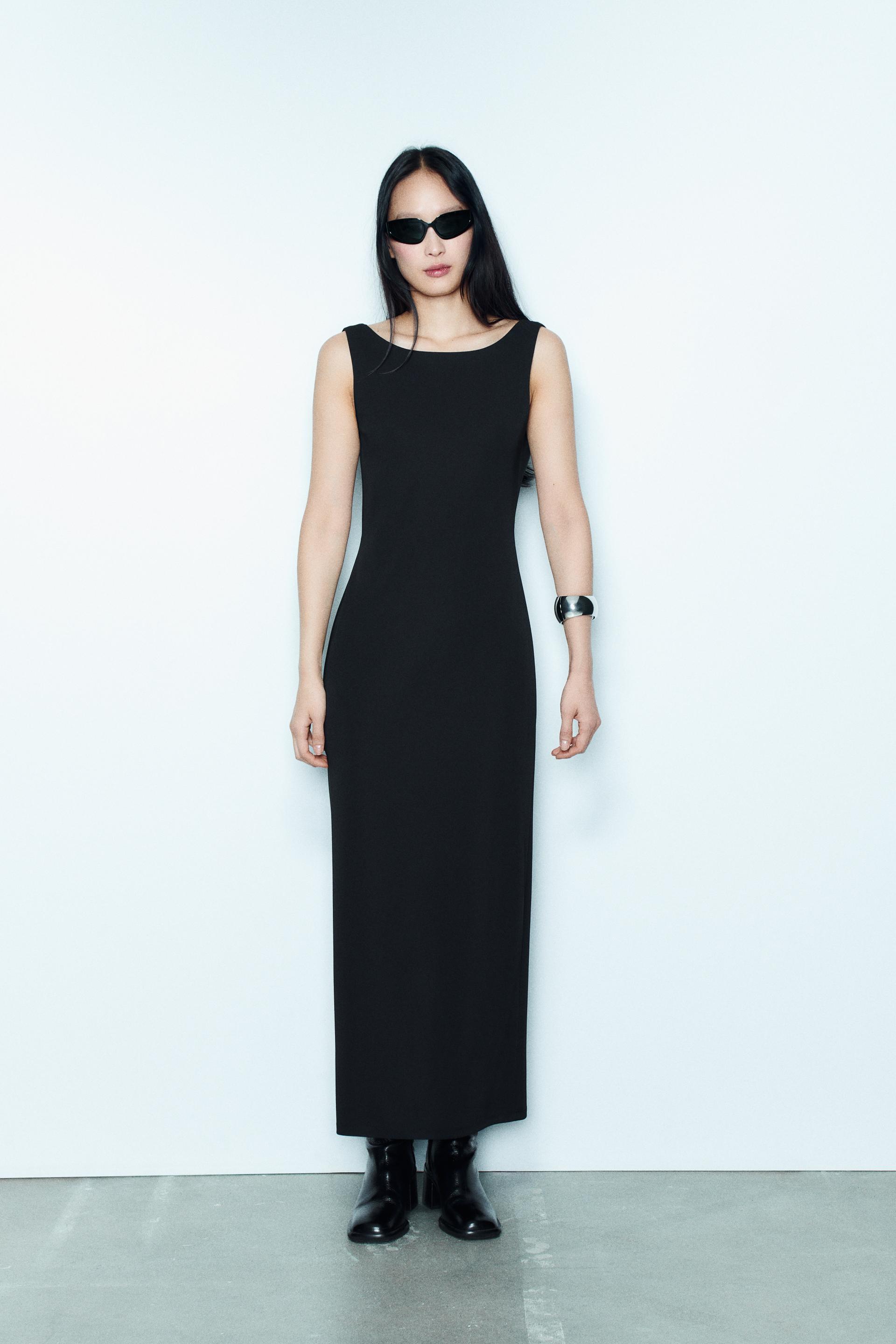 CREPE DRESS WITH DRAPED BACK 
CREPE DRESS WITH DRAPED BACK