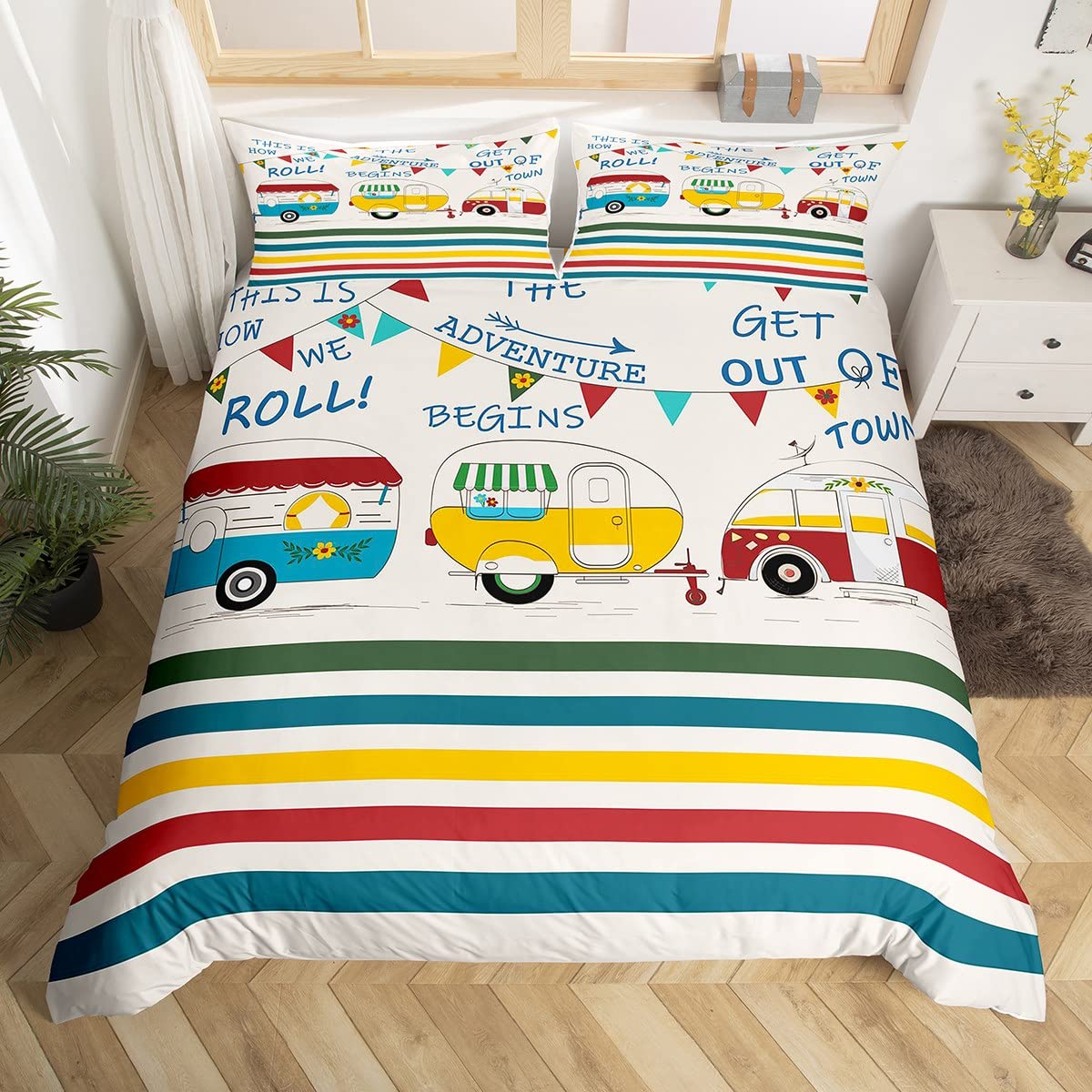Camping Duvet Cover Lodge Cabin Camp Travel Car Bedding Set,Happy Glamping Trailer Comforter Cover Queen,Vintage Farmhouse Decor EU Single(135x200cm)
Camping Duvet Cover Lodge Cabin Camp Travel Car Bedding Set,Happy Glamping Trailer Comforter Cover Queen,Vintage Farmhouse Decor EU Single(135x200cm)