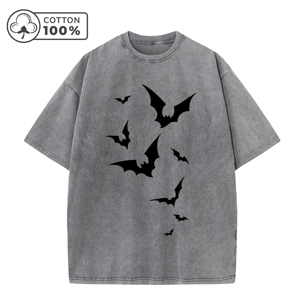 Mens Simple Bat Print Casual Washed TShirt Summer Loose Pure Cotton Crew Neck Short Sleeve Retro Street Distressed Trendy Top S
Mens Simple Bat Print Casual Washed TShirt Summer Loose Pure Cotton Crew Neck Short Sleeve Retro Street Distressed Trendy Top S