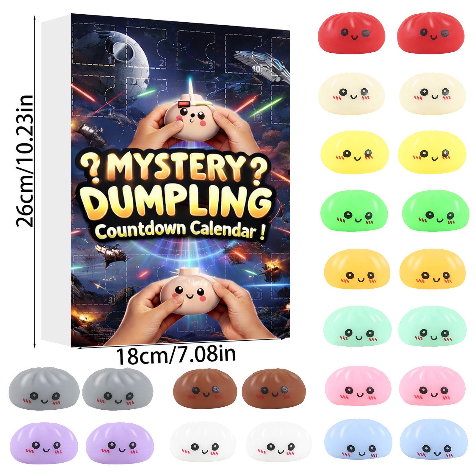 Mystery Dumpling Countdown Calendar 24 Piece 3D Dumpling Toy Set Collectible Blind Box Stress Relief for Desk Decor Novelty Gift for All Ages One Size
Mystery Dumpling Countdown Calendar 24 Piece 3D Dumpling Toy Set Collectible Blind Box Stress Relief for Desk Decor Novelty Gift for All Ages One Size