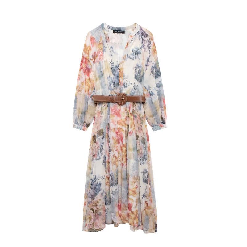 New Autumn Floral Print Belted Midi Dress for Women - European & American Style Extra Small
New Autumn Floral Print Belted Midi Dress for Women - European & American Style Extra Small