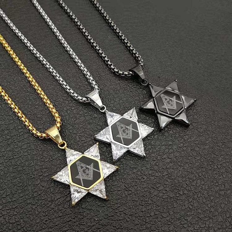 Popular Jewelry Retro Masonic Hexagram Zircon Mens Alloy Pendant Necklace
Popular Jewelry Retro Masonic Hexagram Zircon Mens Alloy Pendant Necklace