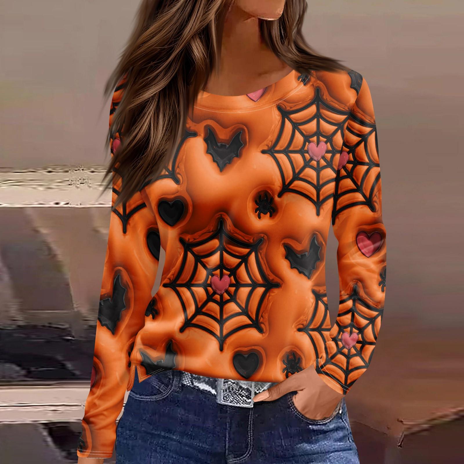 Women s Fashion Hem Slit Casual Halloween Printed Round Neck Long Sleeve Top S шафрановий
Women s Fashion Hem Slit Casual Halloween Printed Round Neck Long Sleeve Top S шафрановий