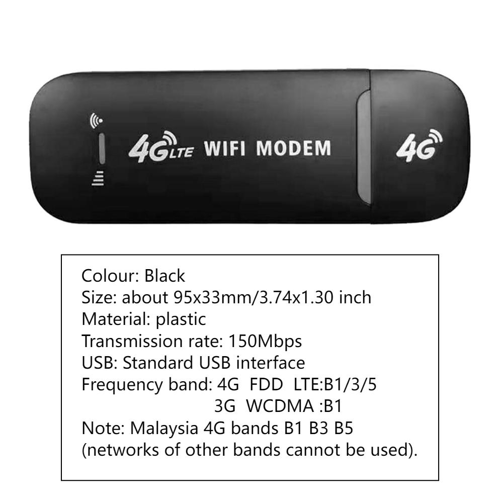 150Mbps 4G LTE Modem Dongle Mobile Wifi Router Home USB Wi-Fi Hotspot Routers For Laptops Notebooks UMPCs MID Devices чорний
150Mbps 4G LTE Modem Dongle Mobile Wifi Router Home USB Wi-Fi Hotspot Routers For Laptops Notebooks UMPCs MID Devices чорний