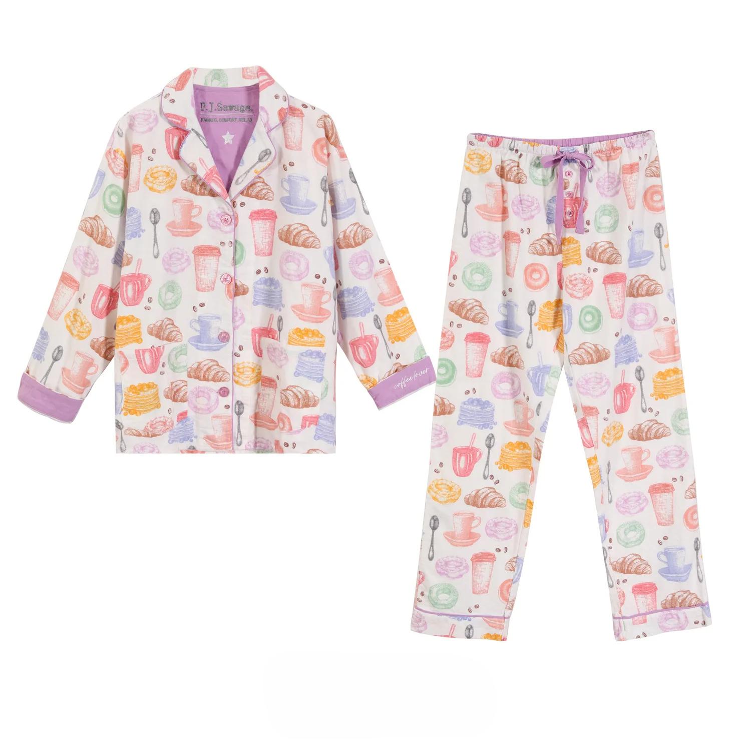 Женская хлопковая пижама с принтом осень-зима с длинным рукавом, комплект из 2 предметов с брюками, отложным воротником, однобортная домашняя одежда L
Женская хлопковая пижама с принтом осень-зима с длинным рукавом, комплект из 2 предметов с брюками, отложным воротником, однобортная домашняя одежда L